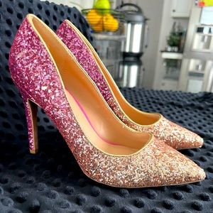 Pink Gold Ombré Glitter Heels Size 6
